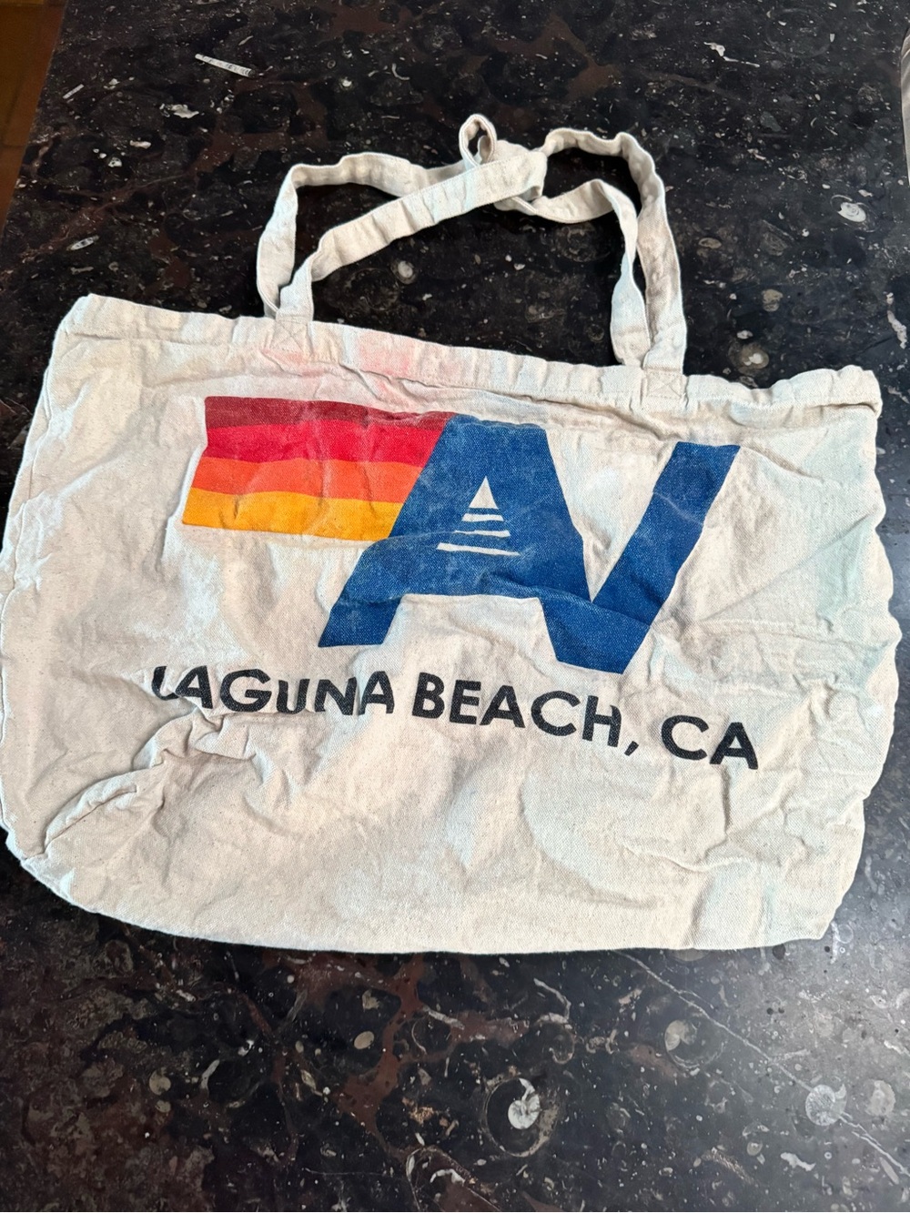 Aviator nationCanvas Tote Bag - Blue & Multicolor Print. Washable